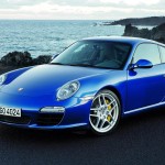 911 Carrera Blue Front Side View Wallpaper