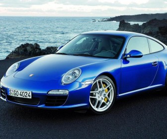 911 Carrera Blue Front Side View Wallpaper