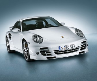 911 Turbo White Front Angle Wallpaper