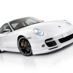 911 Turbo White Front Side View Wallpaper