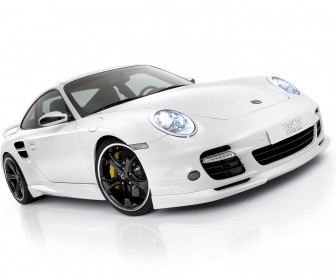 911 Turbo White Front Side View Wallpaper