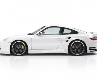 911 Turbo White Side View Wallpaper