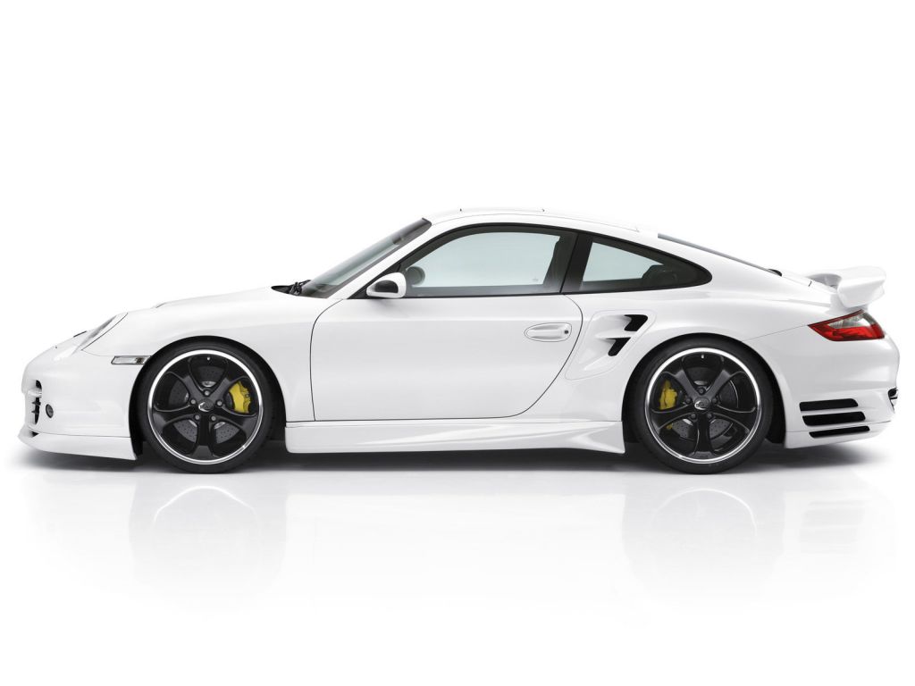 911 Turbo White Side View Wallpaper 1024x768