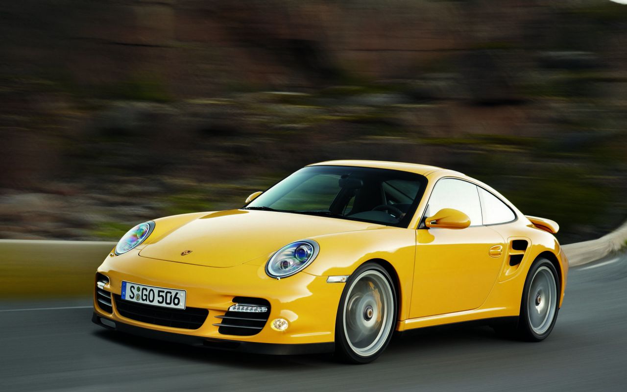 911 Turbo Yellow Front Angle Wallpaper 1280x800