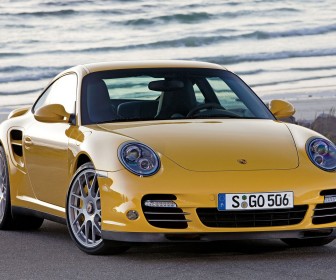 911 Turbo Yellow Front View Wallpaper