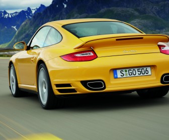 911 Turbo Yellow Rear View Wallpaper