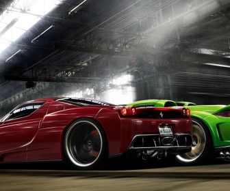 Enzo Vs Carrera Rear Angle Wallpaper