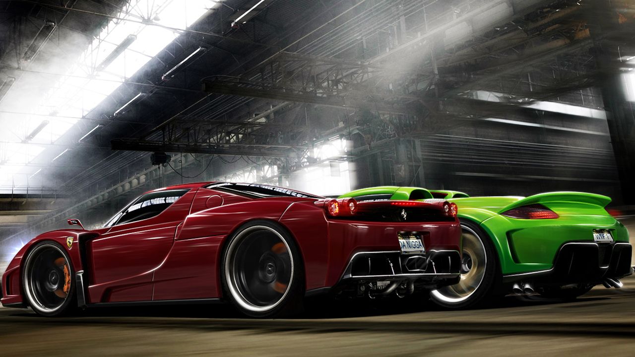 Enzo Vs Carrera Rear Angle Wallpaper 1280x720