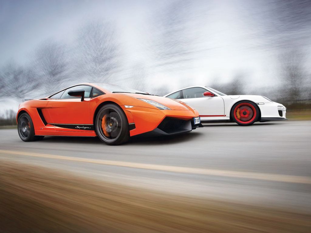 Gallardo Lp570 Superleggera Vs Porsche 911 Wallpaper 1024x768