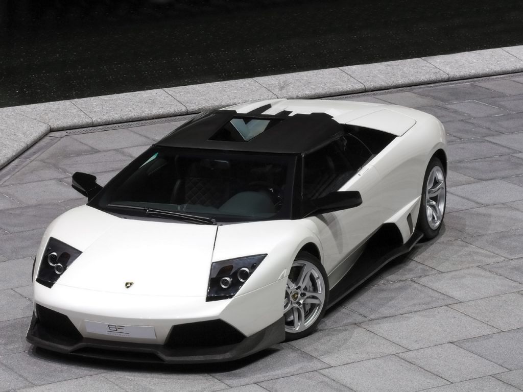 Murcielago Gt White High Angle Wallpaper 1024x768