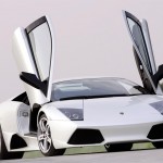 Murcielago Lp460 White Doors Open Wallpaper