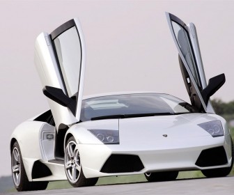 Murcielago Lp460 White Doors Open Wallpaper