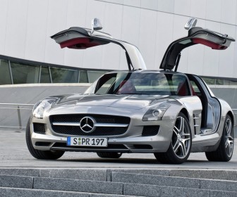 Sls Amg Front View Doors Open Wallpaper