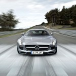 Sls Amg Front View On Road Wallpaper