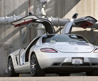 Sls Amg Rear View Doors Open Wallpaper