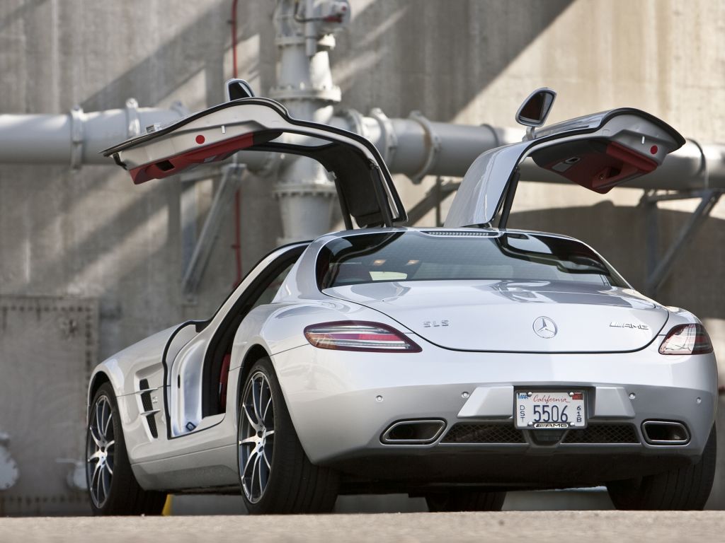 Sls Amg Rear View Doors Open Wallpaper 1024x768