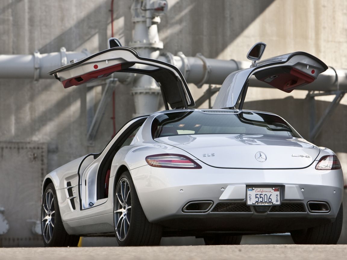 Sls Amg Rear View Doors Open Wallpaper 1152x864