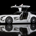 Sls Amg White Side View Doors Open Wallpaper