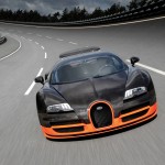 Veyron Black Driving Front View Wallpaper