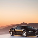 Veyron Black Front Side Sunset Wallpaper