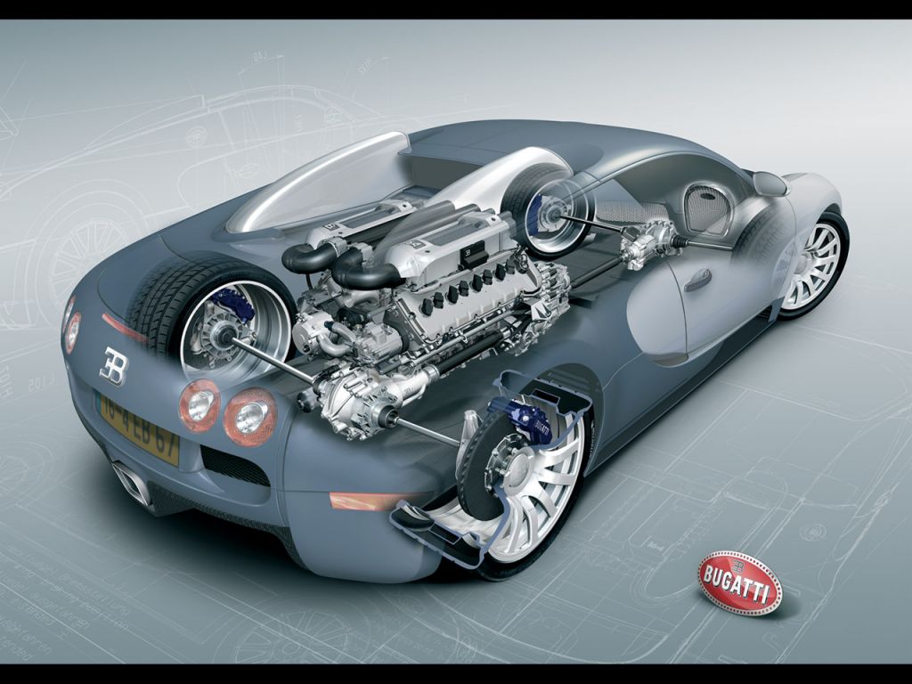 Veyron Engine Design Wallpaper 1024x768