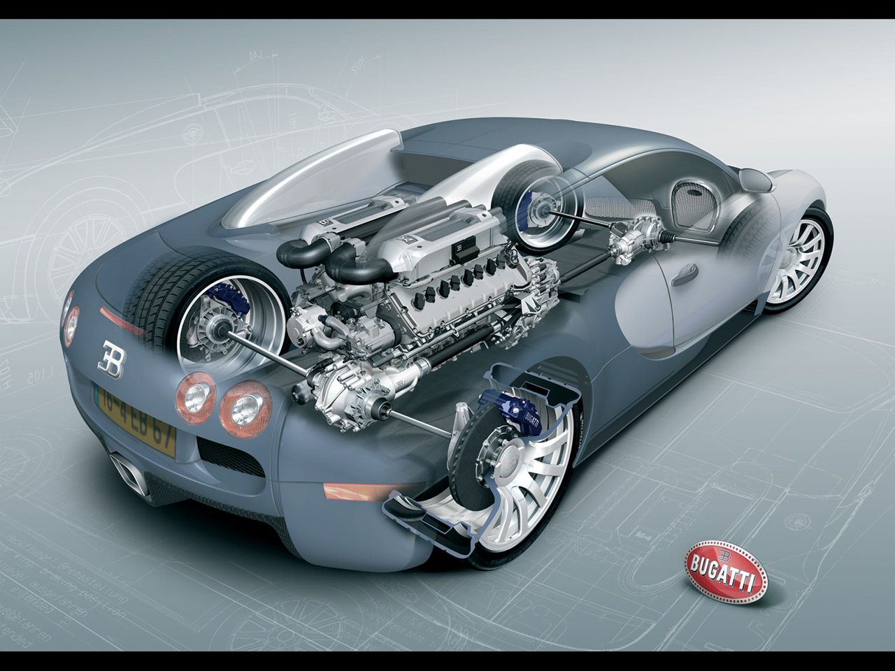 Veyron Engine Design Wallpaper 1280x960