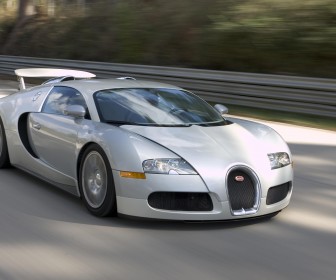 Veyron Silver Front Angle Driving Wallpaper