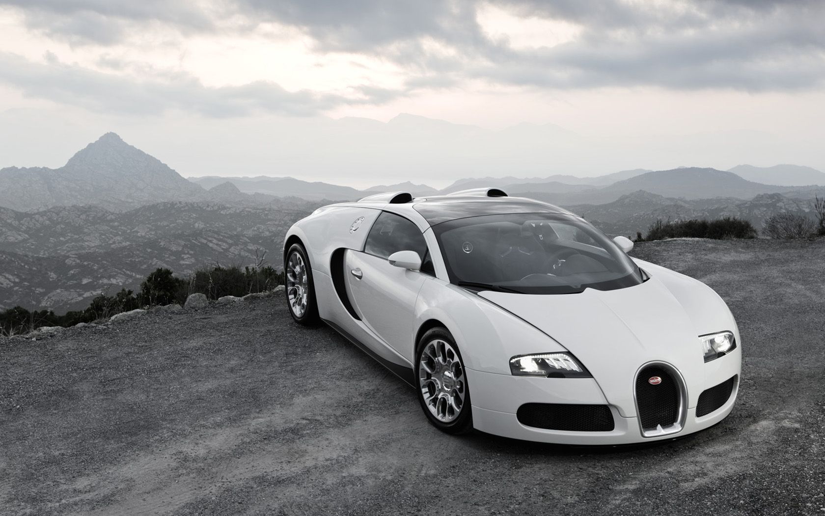 Veyron White Front High Angle Wallpaper 1680x1050